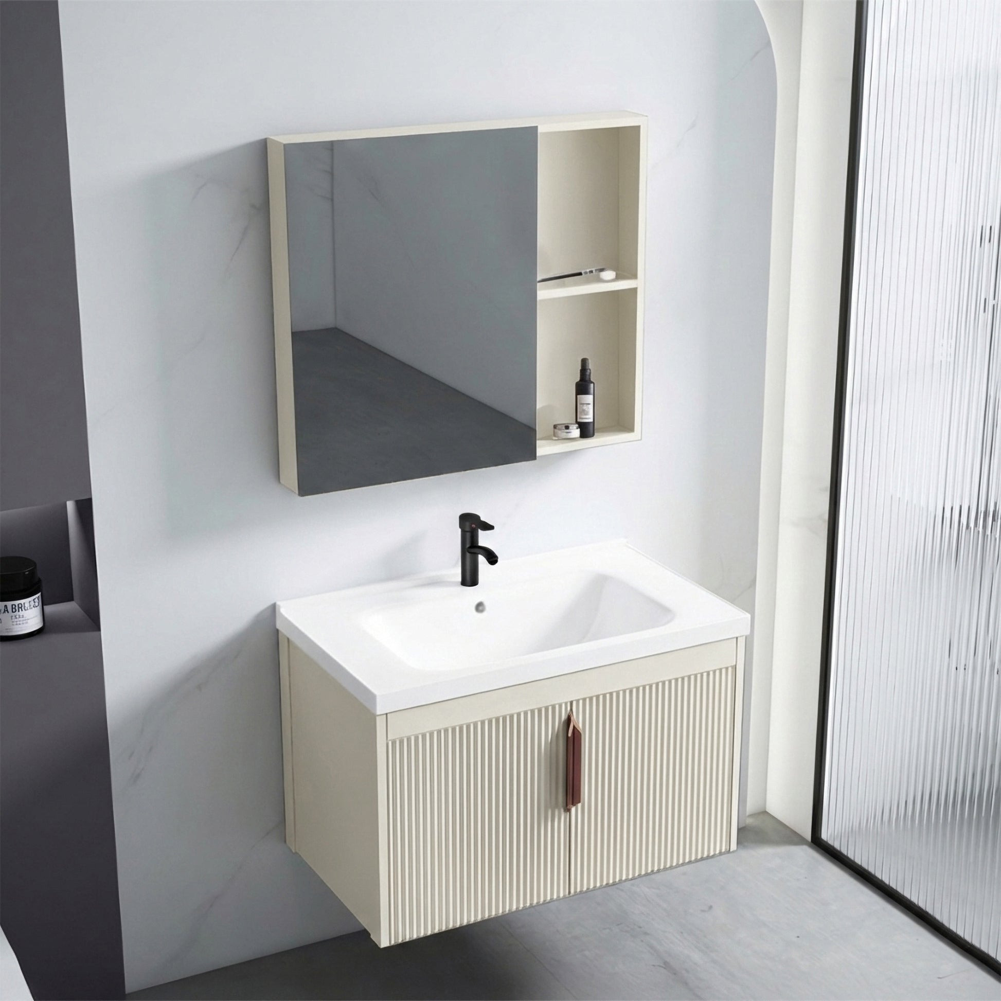 Badezimmermöbel-Set mit Waschbecken Astor 60 cm Beige  2
