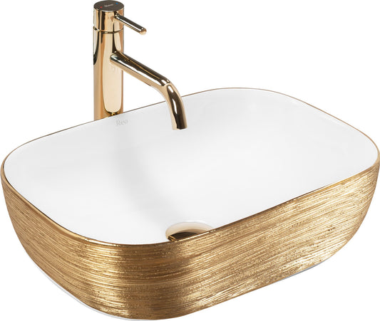 Aufsatzwaschbecken Rea Belinda White GOLD BRUSH 1