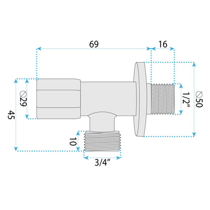 Eckventil 02 1/2" x 3/4" Black  7