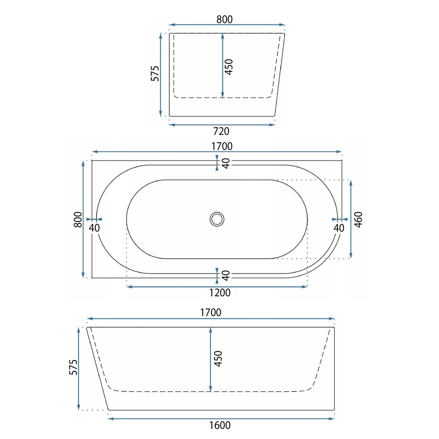 Acryl Eckbadewanne Wenus Left 170cm  10