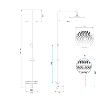 Thermostat Duschset Lungo Diamond Gold  6
