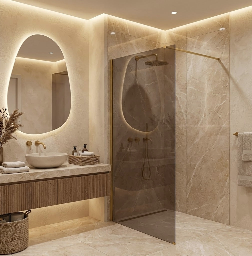 Duschwand Rea Flexi Brown / Brush Gold 140  5