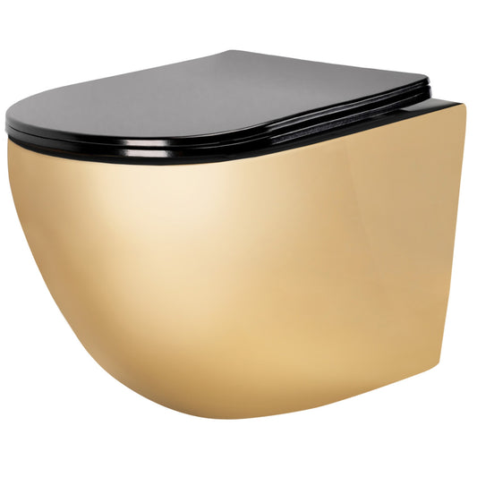 Wandhängendes WC Carlo Mini Flat Gold/Black  1