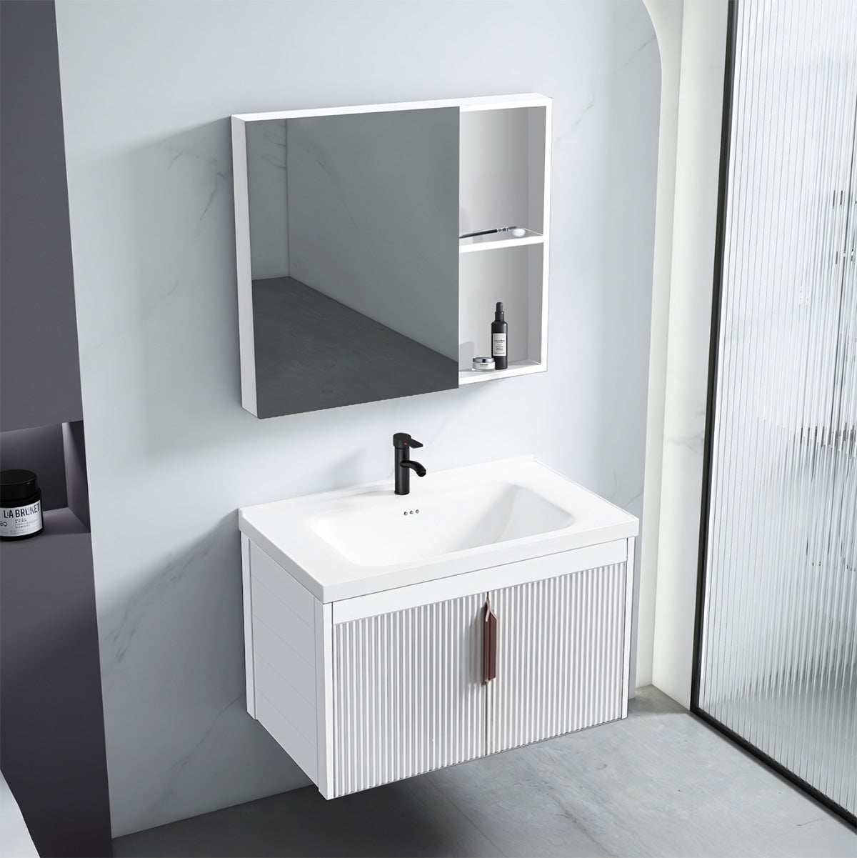 Badezimmermöbel-set Mit Waschbecken Astor 60cm White  2