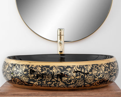 Aufsatzwaschbecken Rea Meryl Black / Gold 2