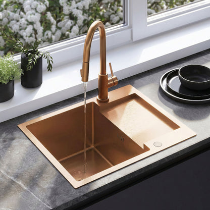 Edelstahlspüle Paul BRUSH COPPER mit Küchenarmatur 1