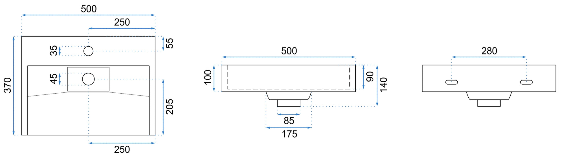 Waschbecken Konglomerat Goya 50 Cm+waschtischplatte  5