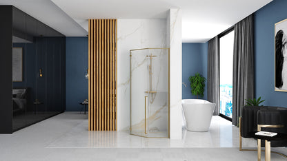 Duschkabine Diamond Brush Gold 100x100  4