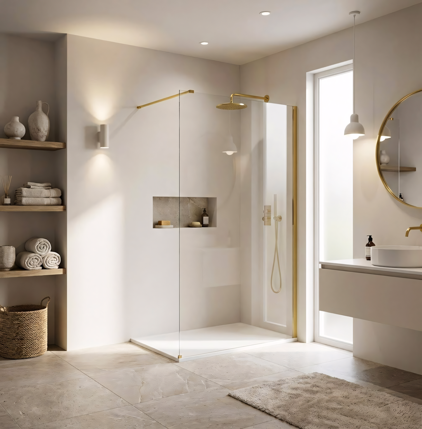 Duschwand Rea Flexi Transparent / Gold 80  6