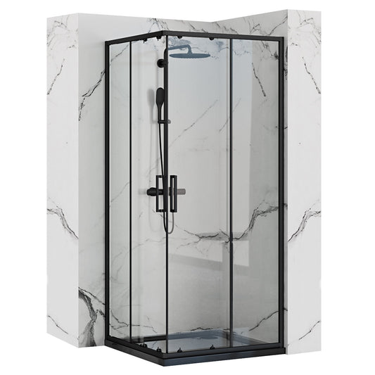 Duschkabine Rea Punto black 90x90 ohne Duschwanne 1