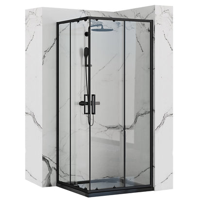 Duschkabine Rea Punto black 90x90 mit Duschwanne Savoy Schwarz 1