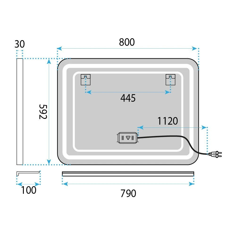 LED Regalspiegel 80x60 cm L-8060  9