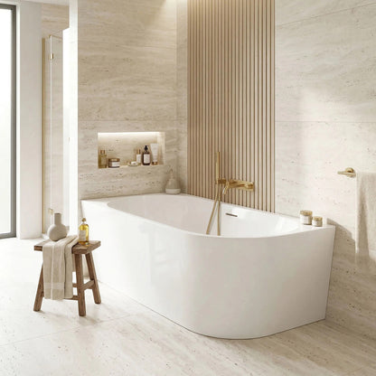 Acryl Eckbadewanne SYDNEY BELLANTO LEFT 160cm Gebürstete Gold Stöpselabdeckung 9