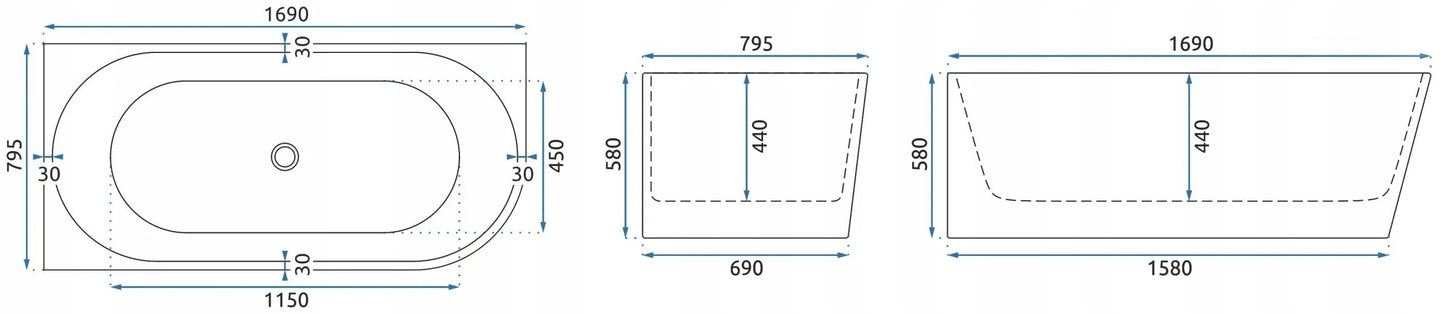 Acryl Eckbadewanne SYDNEY BELLANTO LEFT 170cm Gebürstete Gold Stöpselabdeckung 9
