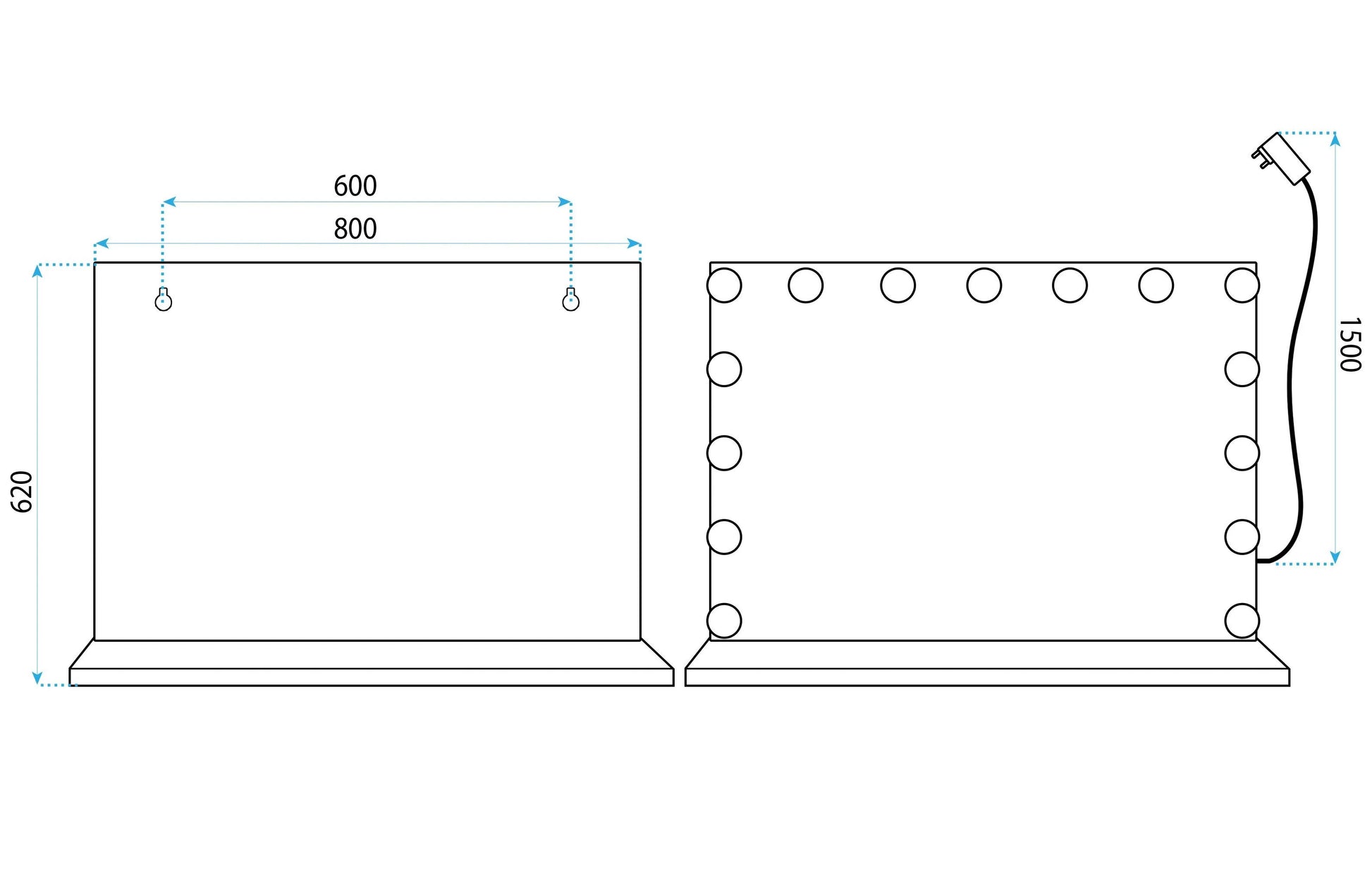Spiegel LED HOLLYWOOD L.Gold 80x60  9