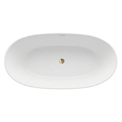 Freistehende Acrylbadewanne ROMA  170 Gebürstete Gold Stöpselabdeckung 9