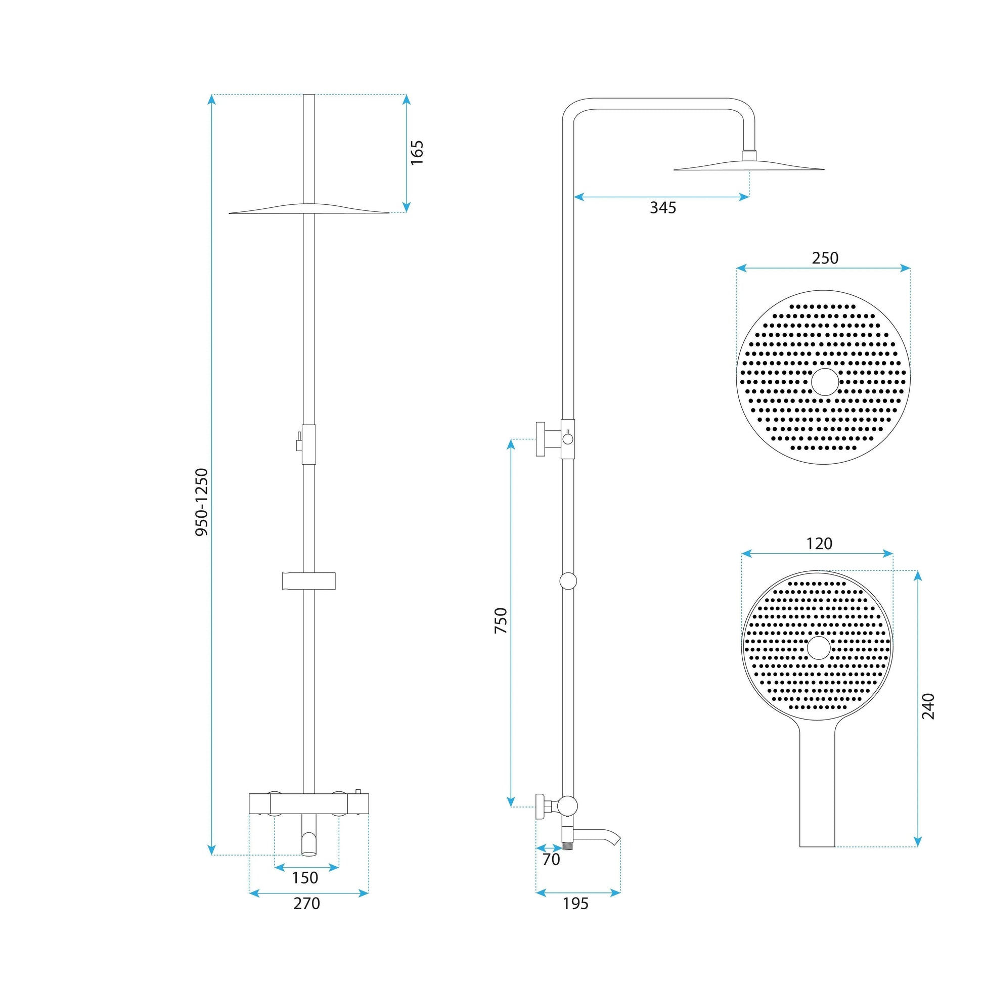 Thermostat Duschset Lungo Diamond Copper Brush  9