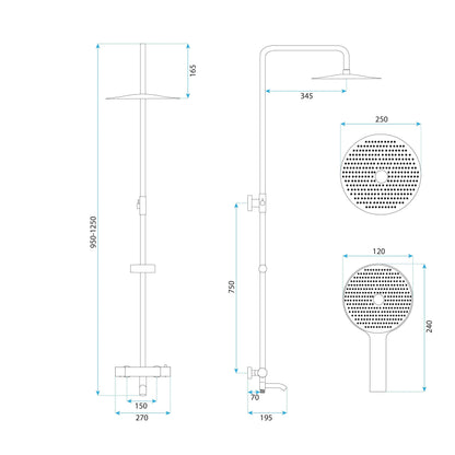 Thermostat Duschset Lungo Diamond Copper Brush  9