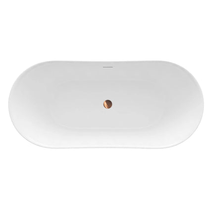 Freistehende Acrylbadewanne Lusso Slim 170 Gebürstete Kupfer Stöpselabdeckung 9