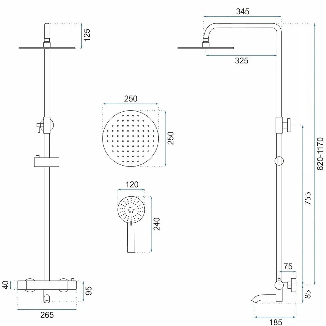 Duschgarnitur Mit Thermostat REA Lungo Copper 9