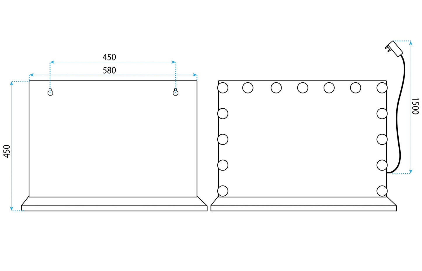 Spiegel LED HOLLYWOOD L.Gold  9
