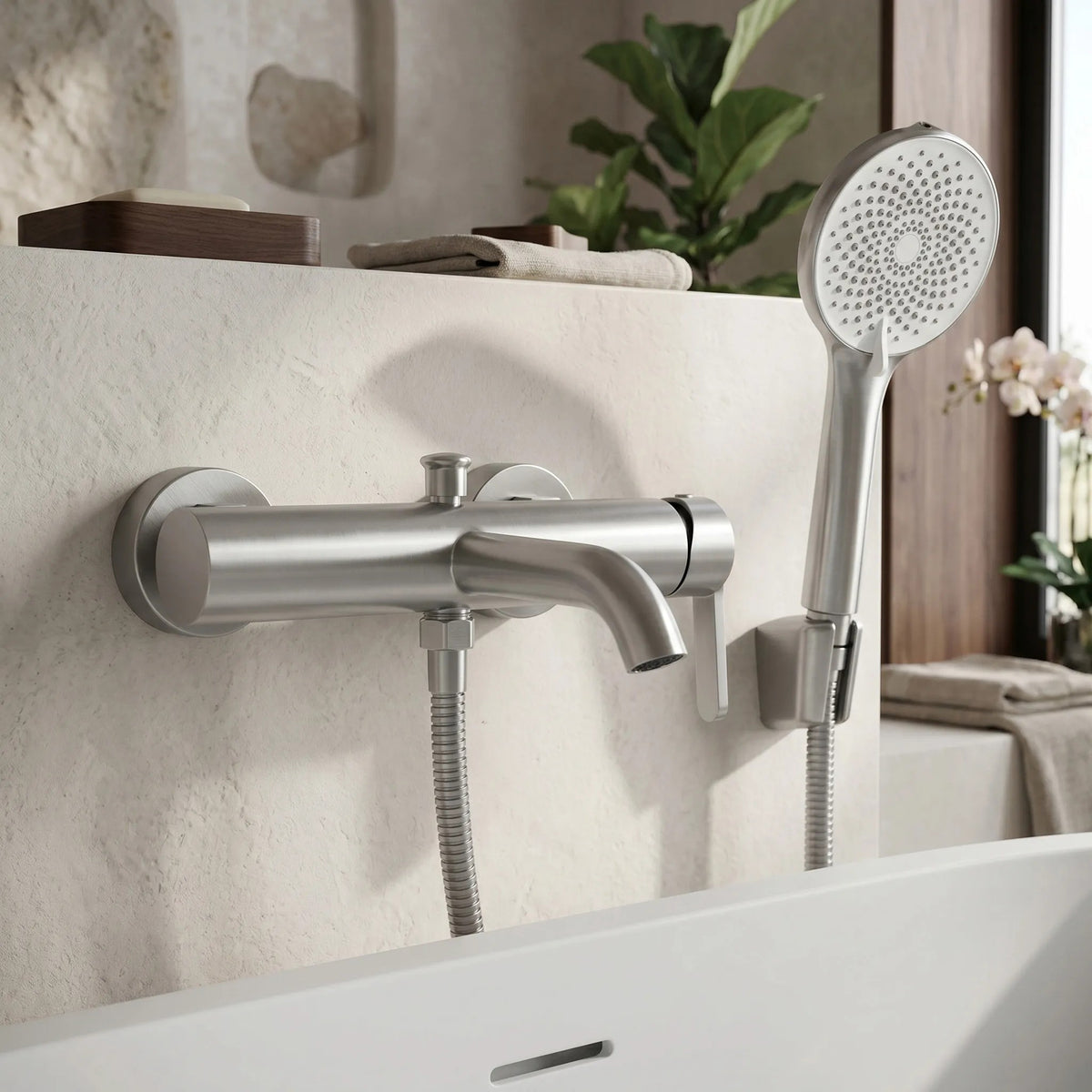 Wannenarmatur REA Ontario Side Brush Nickel 9