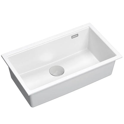 Granitspülbecken Logan 110 White Stöpsel Gebürsteter Nickel 9