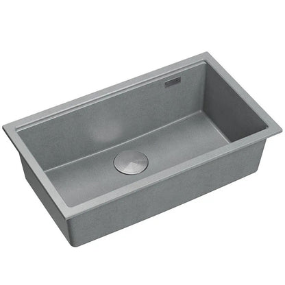 Granitspülbecken Logan 110 Grey Metallic Stöpsel Gebürsteter Kupfer 9
