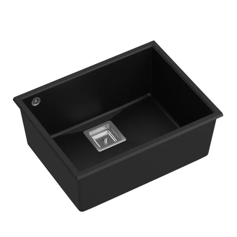 Granitspülbecken DAVID 50 Black Stöpsel Gebürsteter Nickel 9