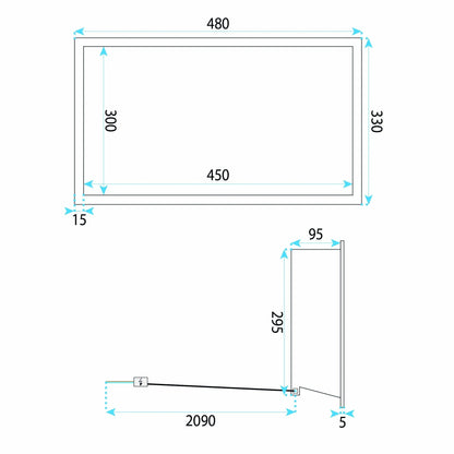 WANDEINBAU-BADEZIMMERREGAL LED 30x45 Titan 9