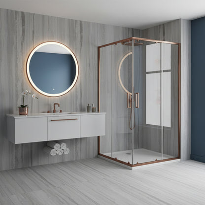 Duschkabine Rea City 80x100 Brush Copper mit Duschwanne Savoy 8
