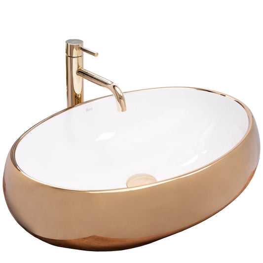 Aufsatzwaschbecken Rea Melania White/Gold 1