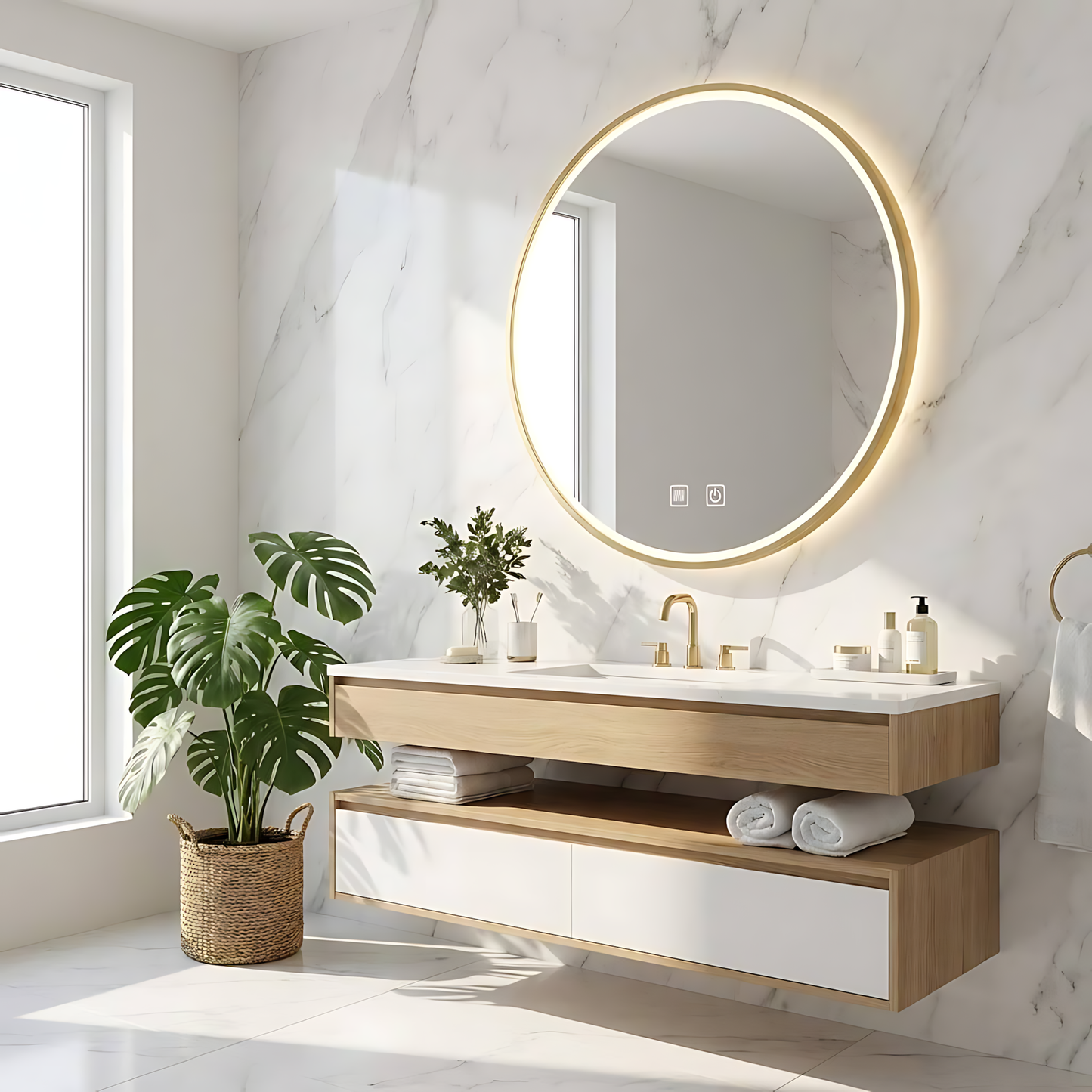 Spiegel LED 100cm MMJ BRUSH GOLD  4