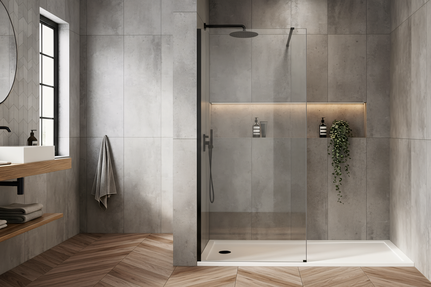 Duschwand Rea Flexi Transparent / Black 130  5