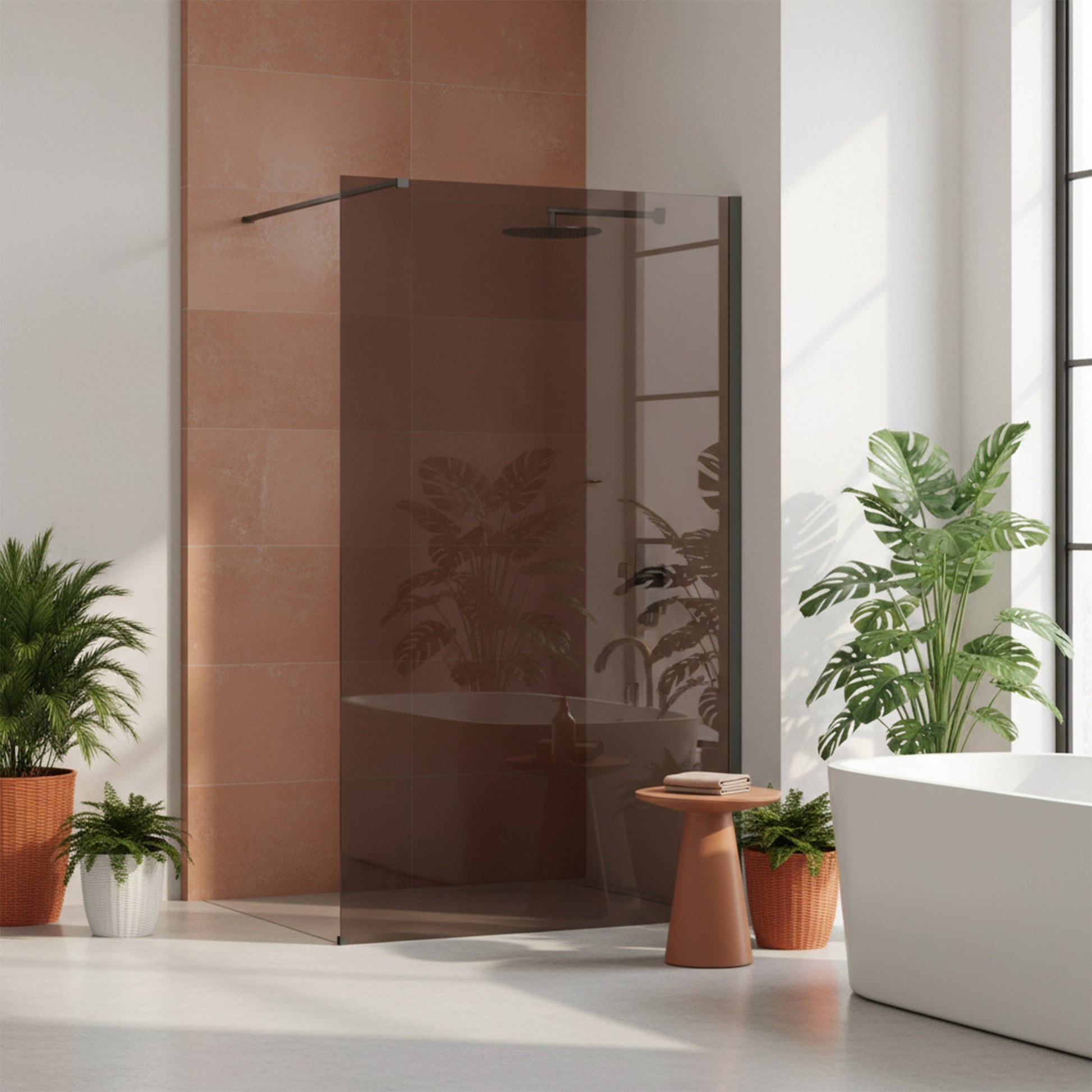 Duschwand Rea Flexi Brown / Titan 120  2