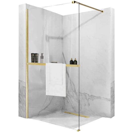 Duschwand Rea Aero Gold Brush N 100 Walk In + EVO  1