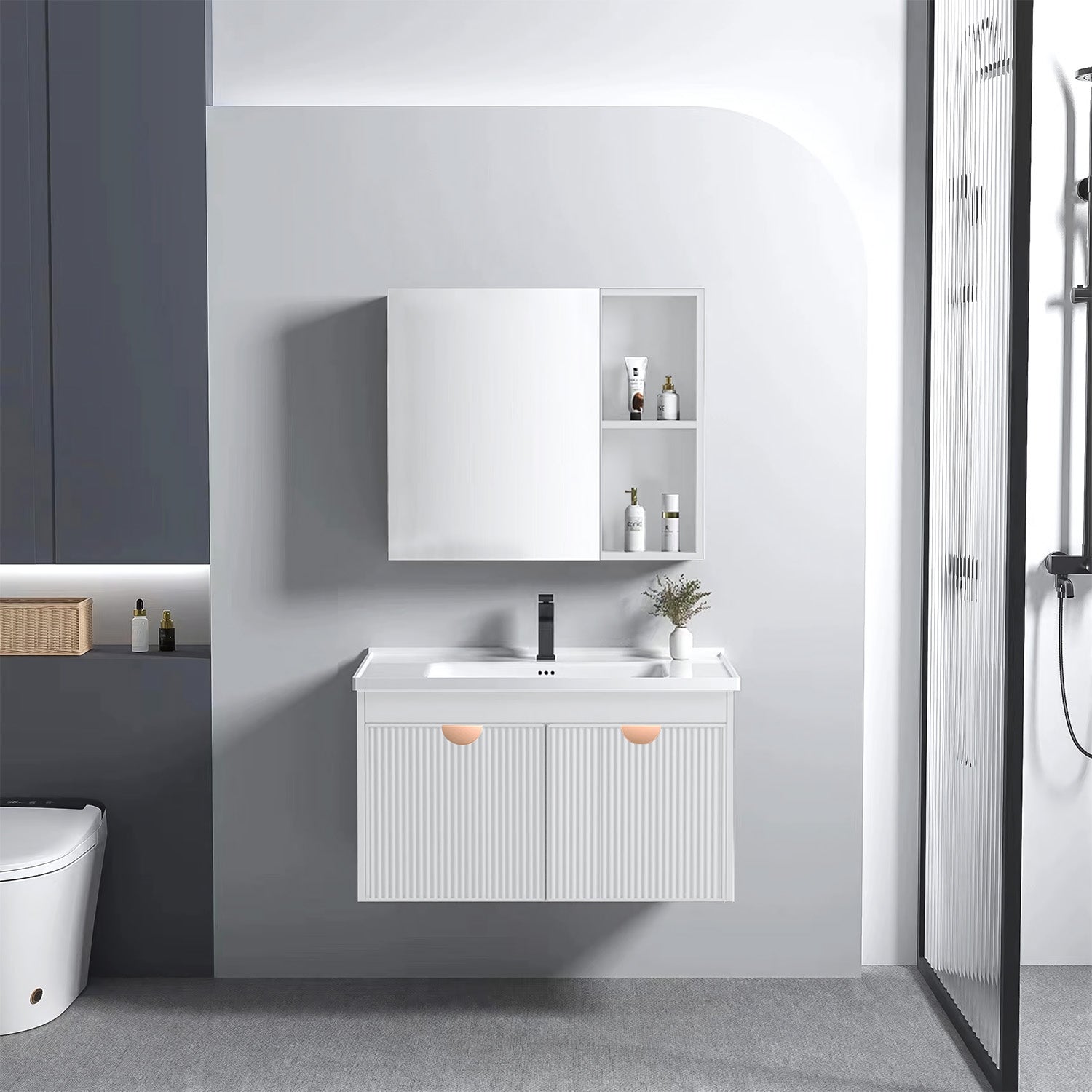 Badezimmermöbel-set Mit Waschbecken Mario 60cm White  1