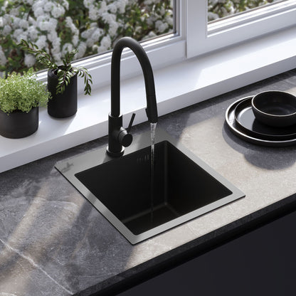 Edelstahlspüle Leo 40 Black mit Küchenarmatur 1