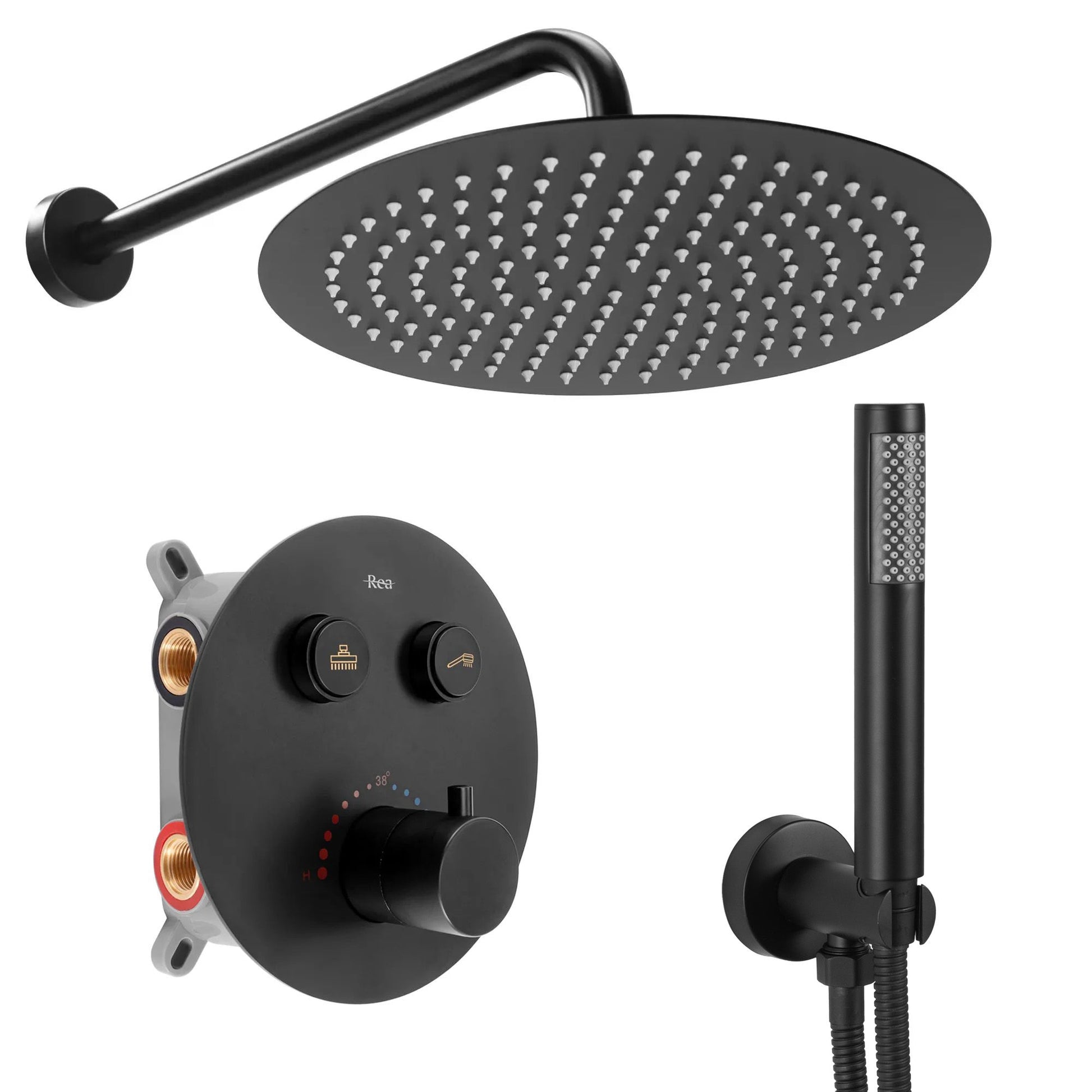 Unterputz Duschgarnitur Rea LUNGO Black Matt BOX  1