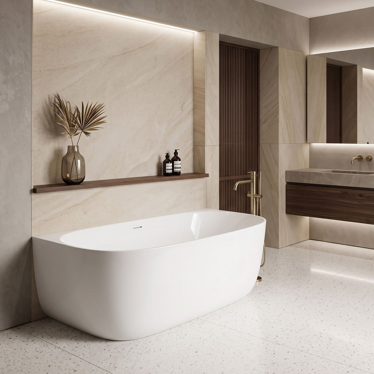 Acryl Wandmontage Badewanne Rea Eris 170cm Weiße Stöpselabdeckung 3