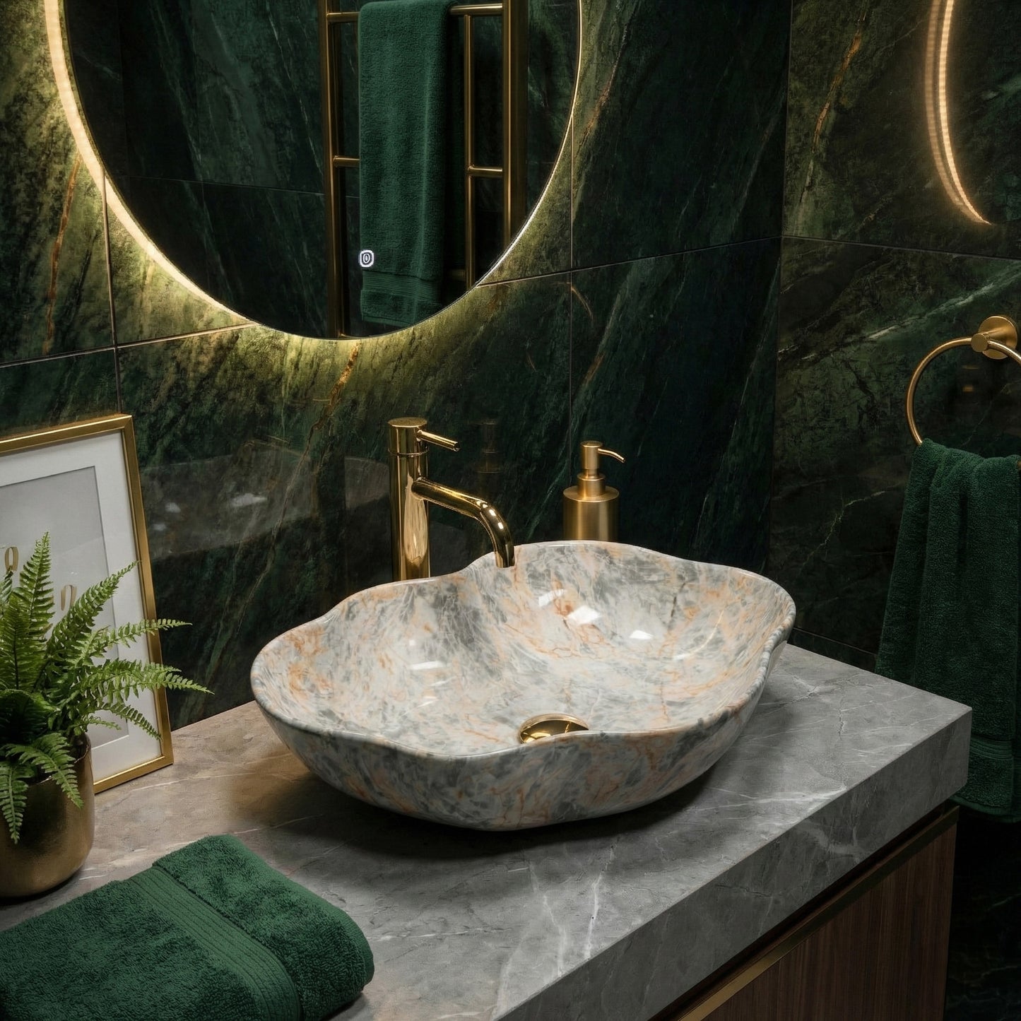 Aufsatzwaschbecken Rea Pearl Ruststone  3