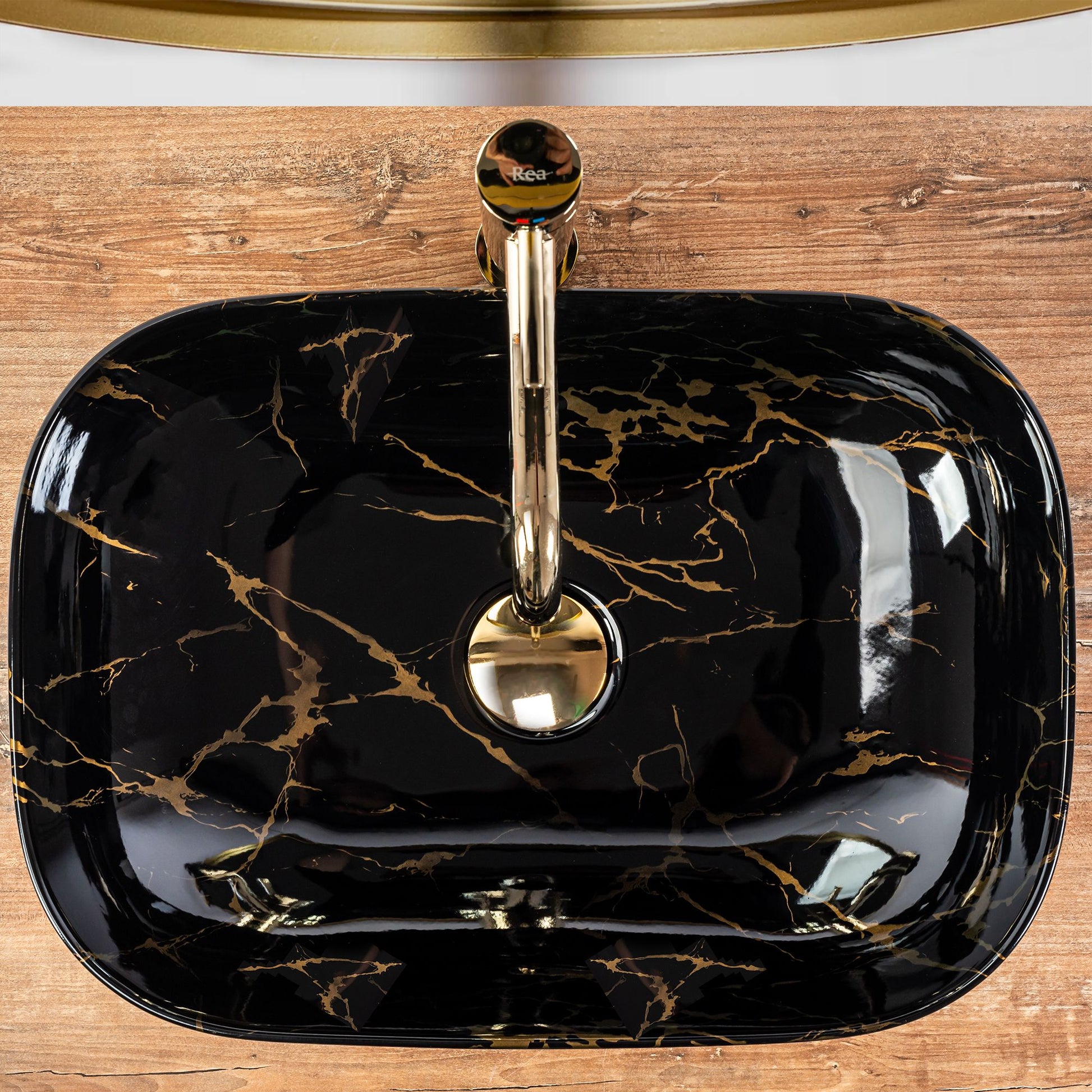 Aufsatzwaschbecken Rea Belinda Black Marble shiny 2