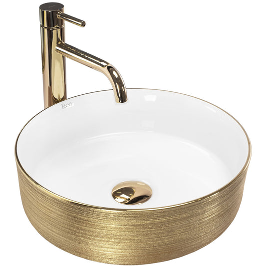 Aufsatzwaschbecken Rea Sami White Brush Gold  1