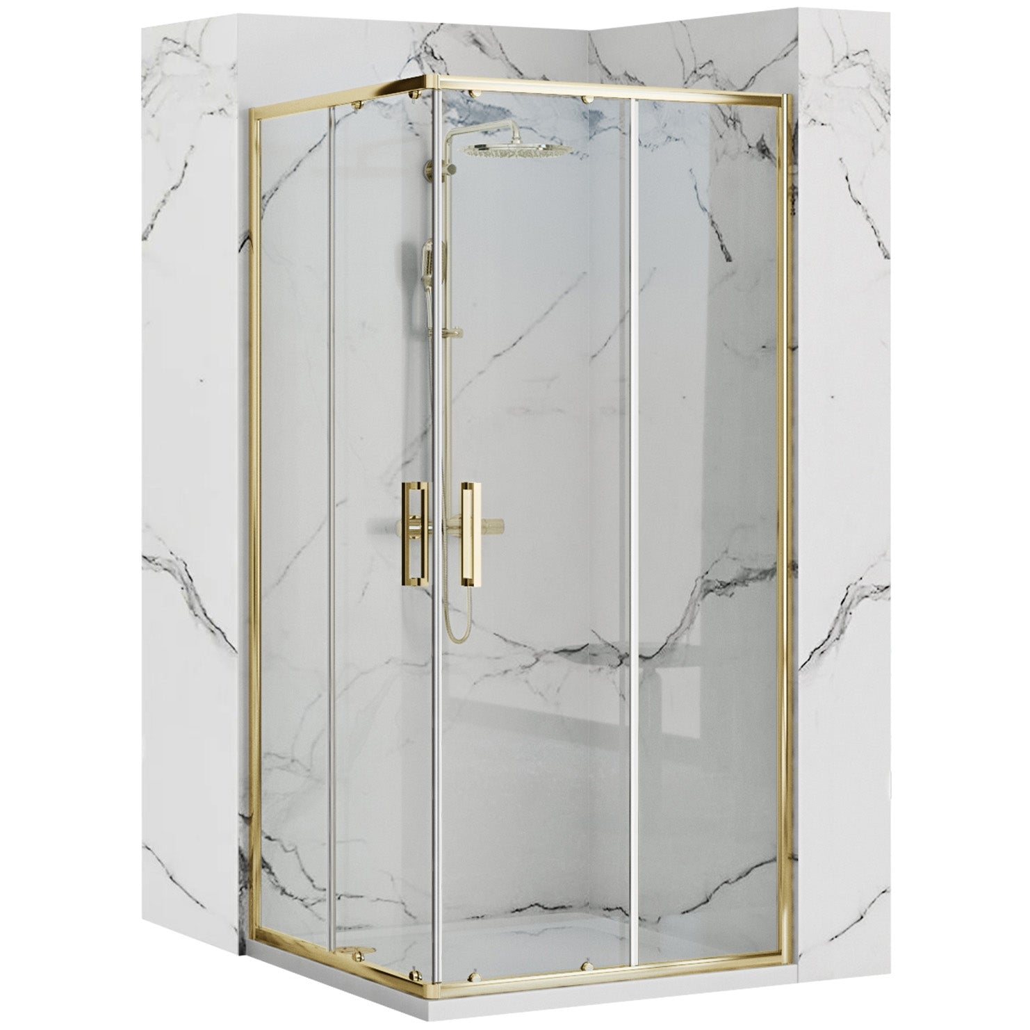 Duschkabine Rea Punto 90x90 Gold ohne Duschwanne 1