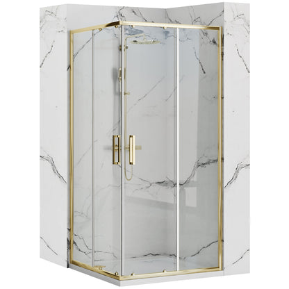 Duschkabine Rea Punto 90x90 Gold ohne Duschwanne 1