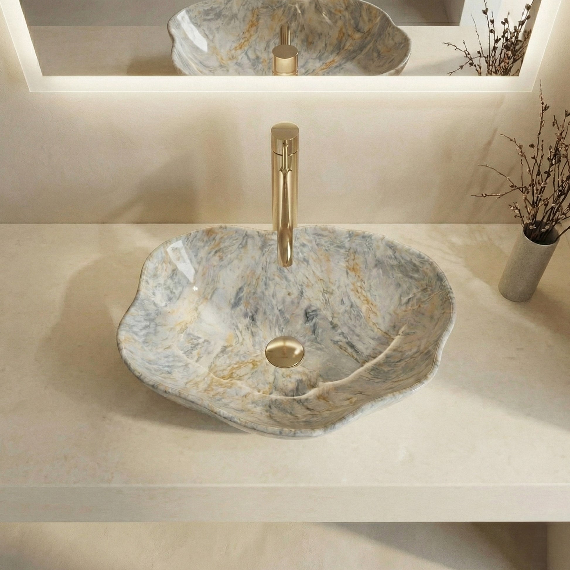Aufsatzwaschbecken Rea Pearl Ruststone  5