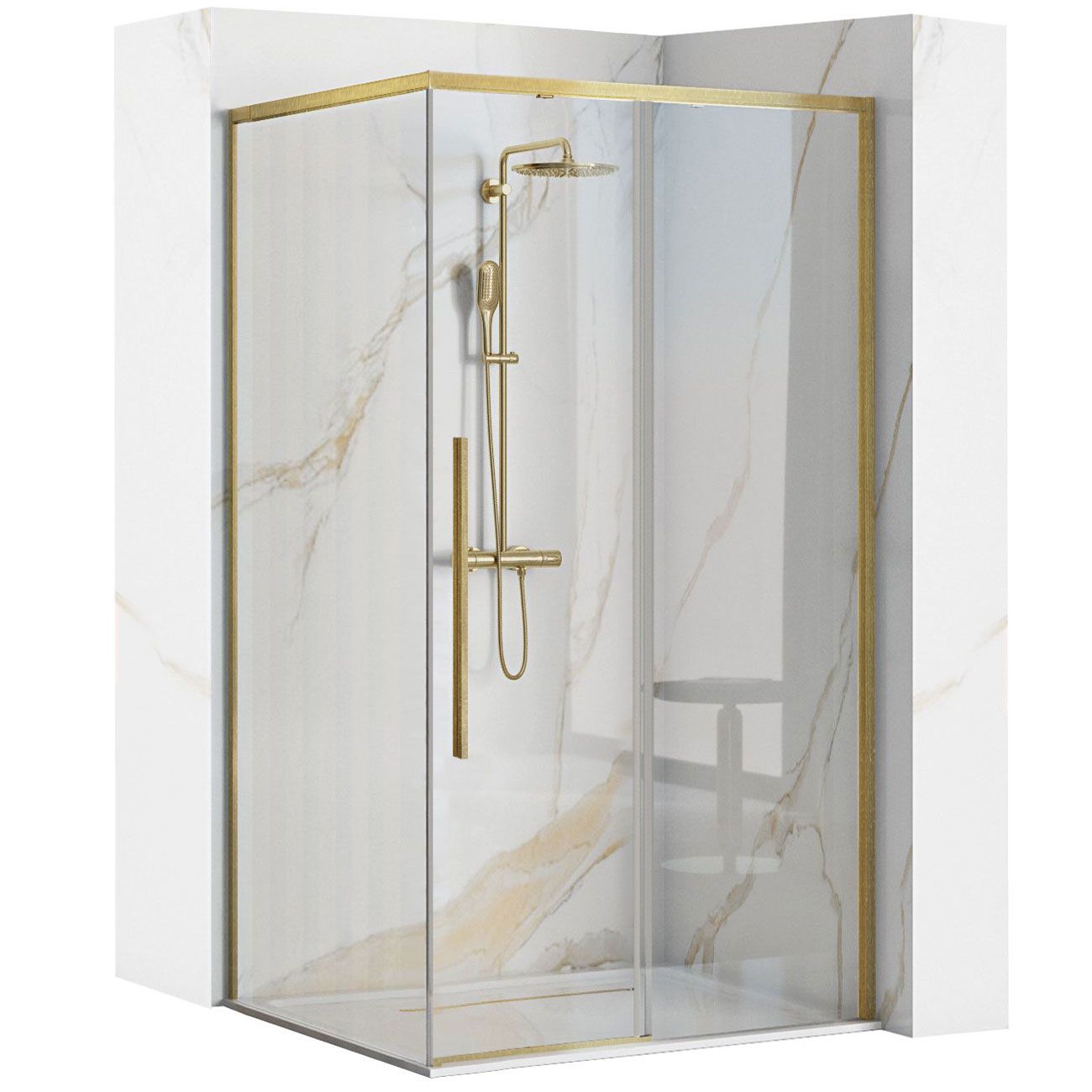 Duschkabine SOLAR GOLD Brush 90x90 mit Duschwanne Savoy 1
