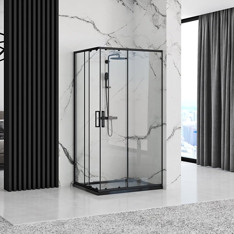 Duschkabine Rea Punto Black 80x100 ohne Duschwanne 2