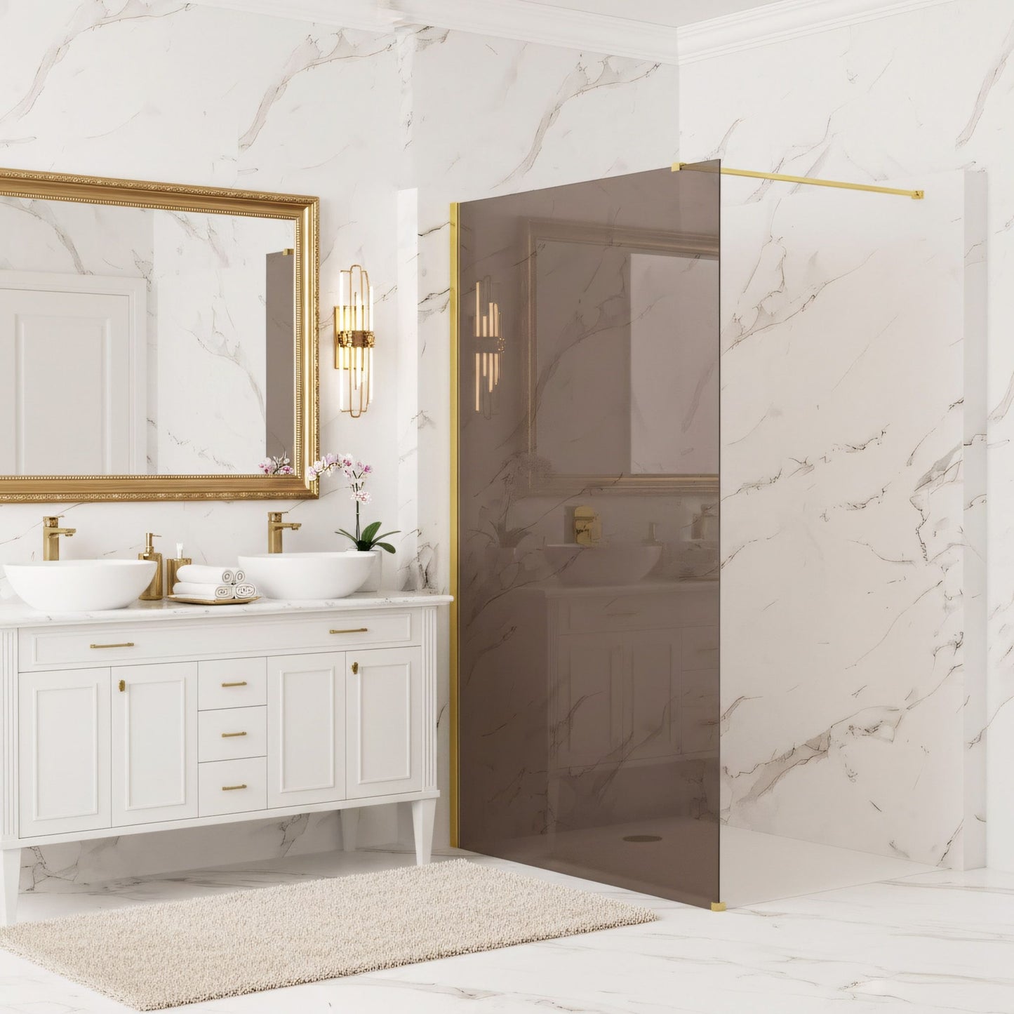 Duschwand Rea Flexi Brown / Gold 100  5