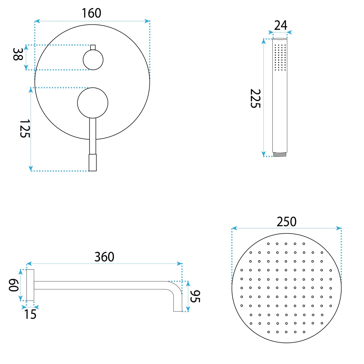 Unterputz Duschset Rea Lungo Diamond Chrome + Box  6